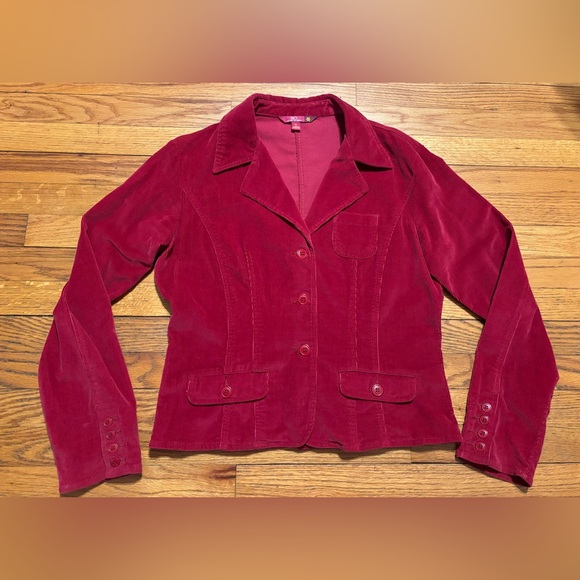 SO Raspberry Corduroy Button-Front Blazer - Picture 2 of 12